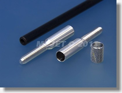 Set - Al coupler for carbon tube 4 mm dia/M3 right+left+ring